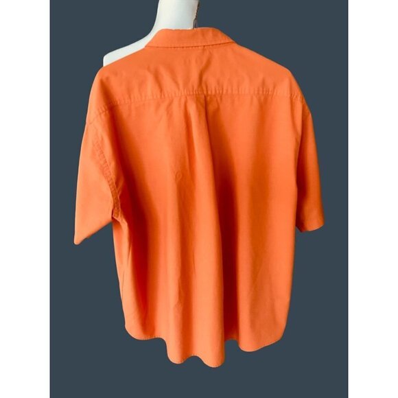 ST. JOHN'S BAY MENS SS COLLARED COTTON  BUTTON DOWN ORANGE SHIRT EUC XL - Picture 5 of 5